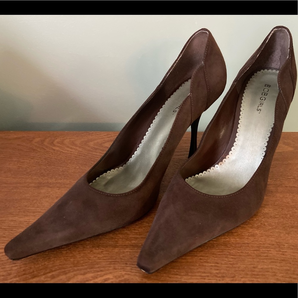 BCBGirls brown suede heels size 11